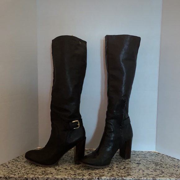 Sam Edelman black chunk heel leather boots Lucy 6 - Picture 8 of 16